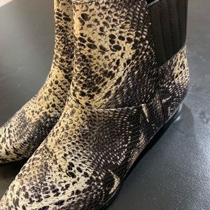 Calvin Klein flat snakeskin embossed ankle boots